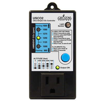 Buy Grozone USCO2 0-1600 ppm Ultra Simple CO2 Controller - In Stock - Low Price Guarantee - Blooming Flora