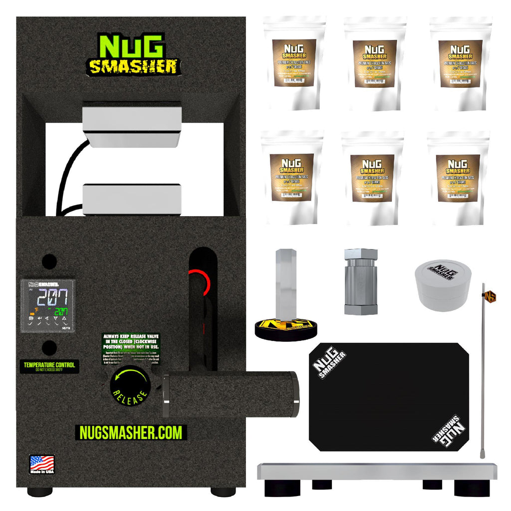 Buy NugSmasher Original 12 Ton Rosin Heat Press Starter Bundle Plus - In Stock - Low Price Guarantee - Blooming Flora