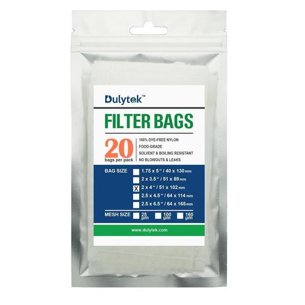 Buy Dulytek Premium Rosin Press Nylon Filter Bags Various Micron Mesh Sizes Available And Free Packing Card - Zero Blowouts 2X4 in 20 Pcs - In Stock - Low Price Guarantee - Blooming Flora