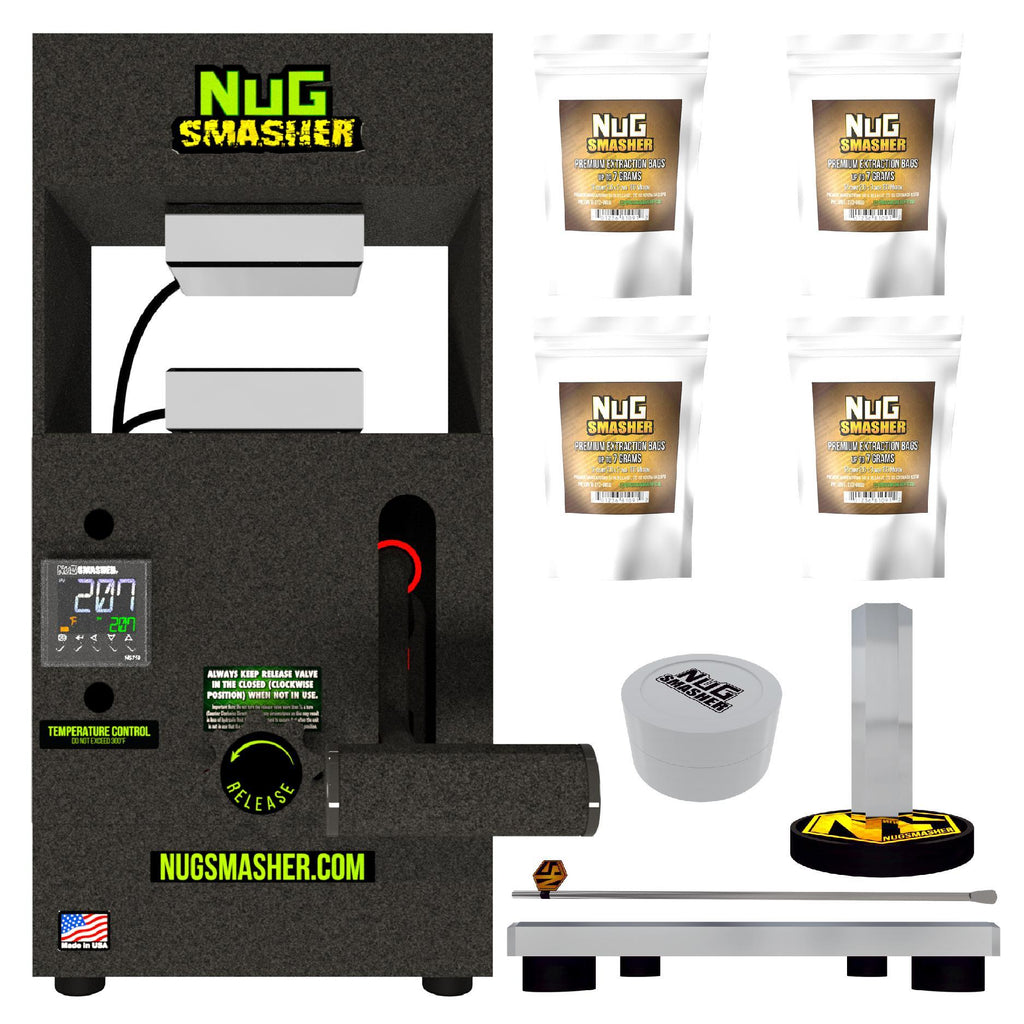 Buy NugSmasher Original 12 Ton Rosin Heat Press Starter Bundle - In Stock - Low Price Guarantee - Blooming Flora