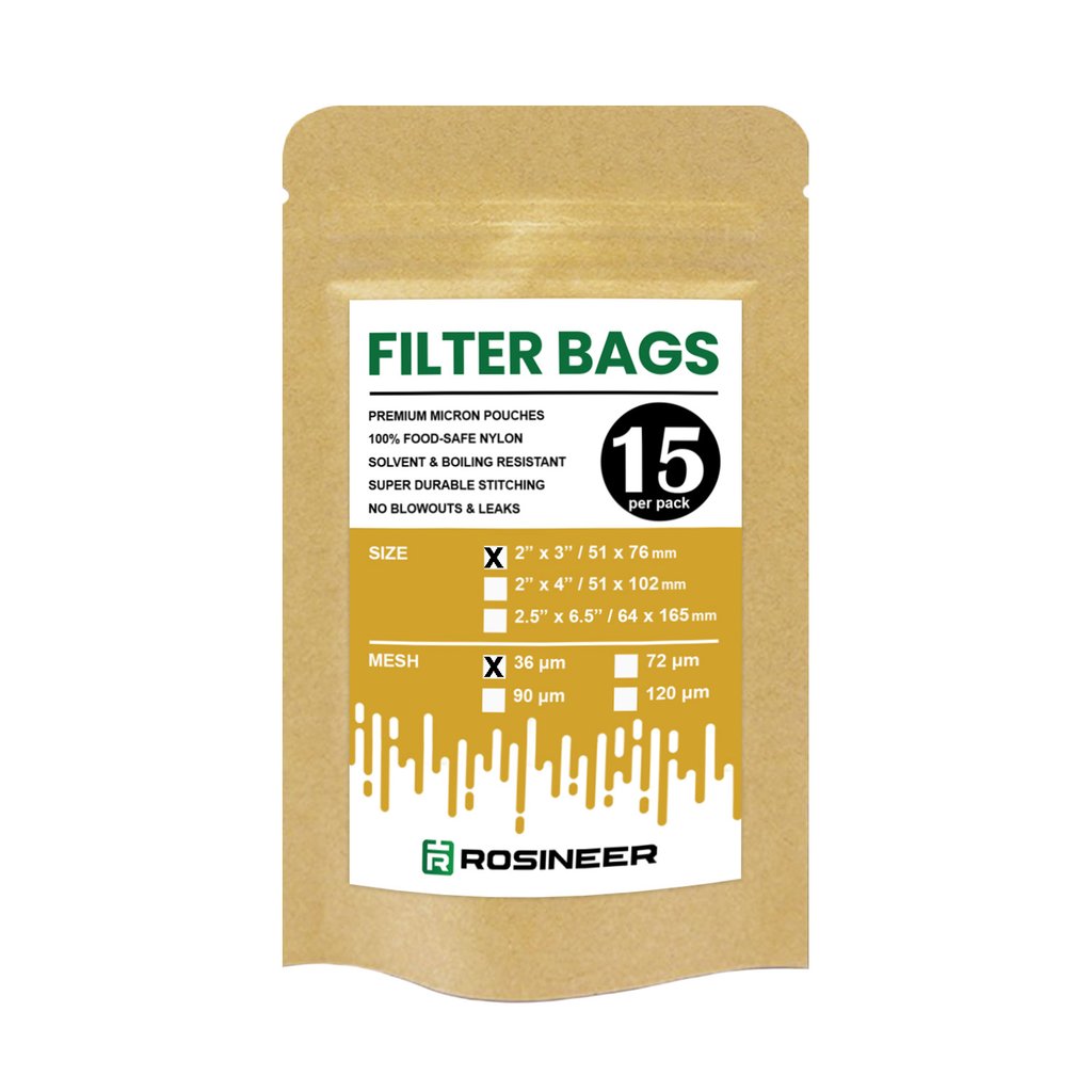 Buy Rosineer 2" x 3" Rosin Filter Bags - All Micron Sizes (15 pack) - In Stock - Low Price Guarantee - Blooming Flora