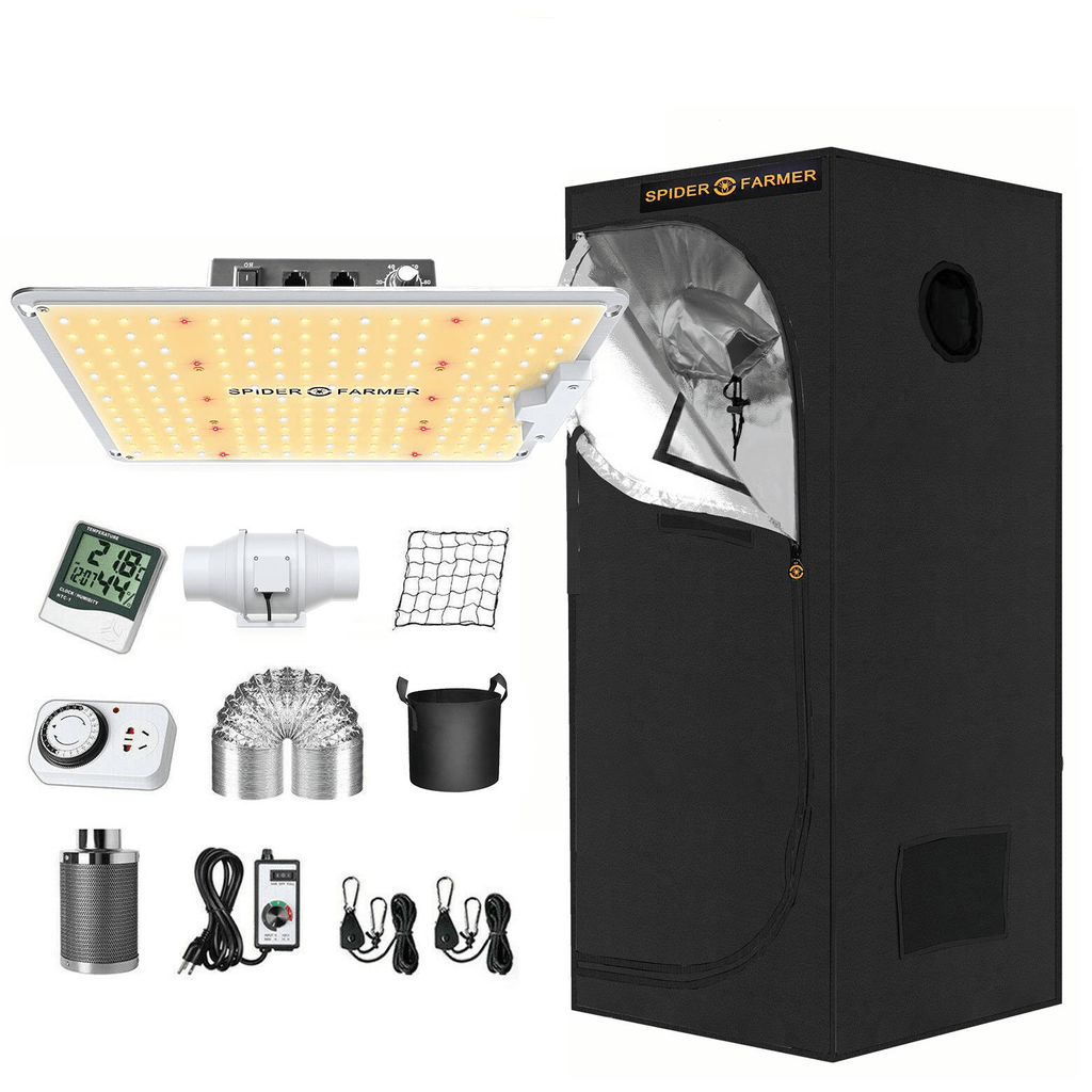 Buy Spider Farmer SF1000 LED Grow Light & 2' x 2' Heavy Duty Grow Tent Carbon Filter Indoor Bundle - In Stock - Low Price Guarantee - Blooming Flora